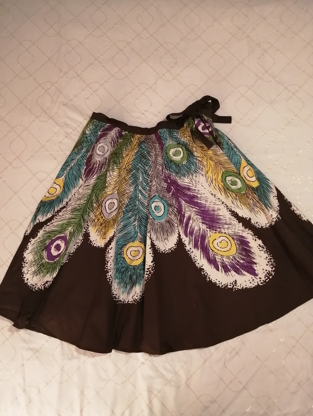 BCBG Women’s Peafowl Print A-Line Skirt - Brown